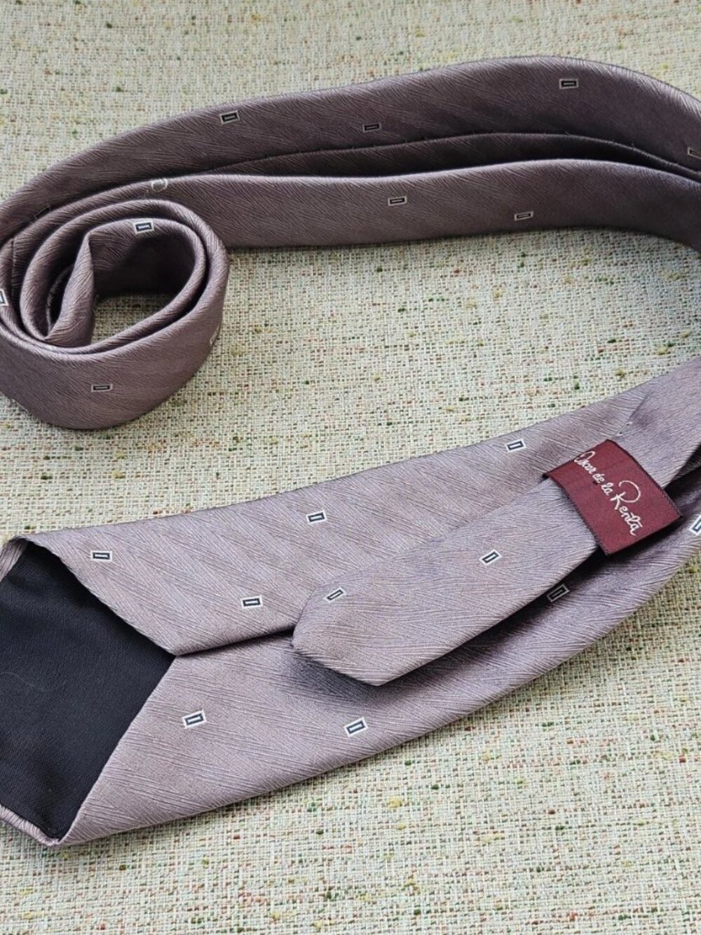 Vintage Oscar De La Renta Men Tie Necktie Brown Tie Classic Neck Tie - Picture 5 of 10